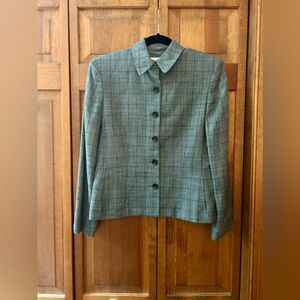 Jones New York Women’s Preppy Retro Inspired Blue/Grey Black Plaid Sz 10 Blazer